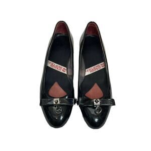 GUILLAUME HINFRAY Patent Black sparkle ballet bow Kitten Heels size 38